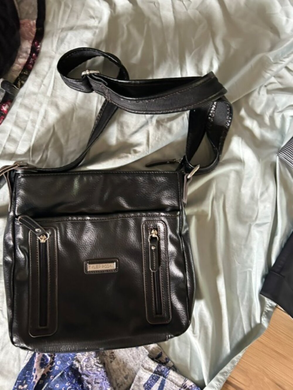 Tyler Rodan purse bag black faux leather colored medium large
